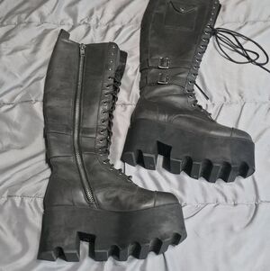 Dolls Kill Back Platform Combat Boots